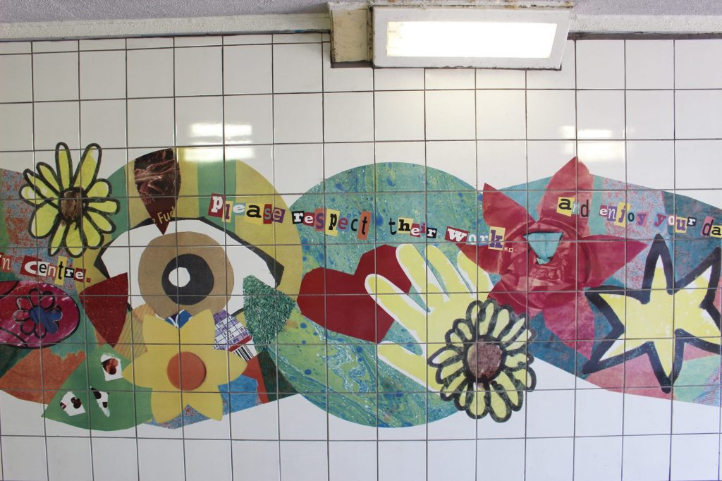 A tiled wall mural in Newcastle under Lyme